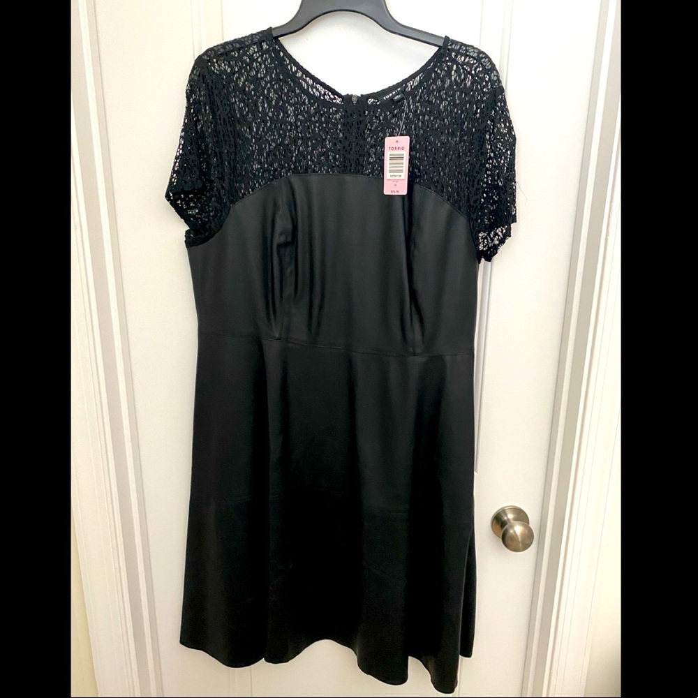 Lace and Leather Skater Dress